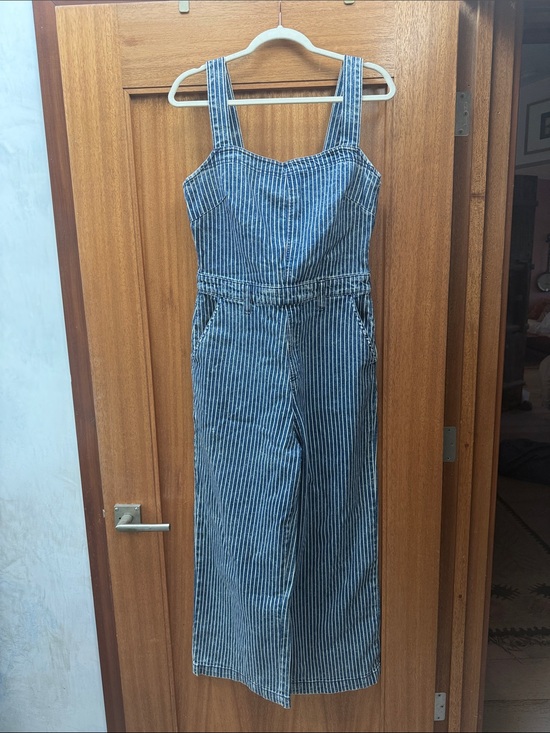Universal Thread Pants - Universal Thread Blue and White Striped Denim Jumpsuit